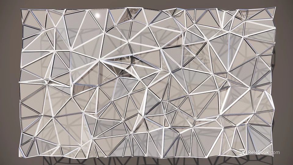 Modern Geometric Background Wall With Intricate Triangular Patterns And Linear Structure 3d model 