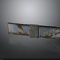 Worn Wooden Panel Structure With Peeling Blue And Brown Paint And Central Slab