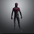 Detailed Black Red Spider Man Costume Character Model In Standing Pose