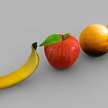 Fresh Colorful Fruits Banana Apple Orange and Sliced Orange Arranged Together