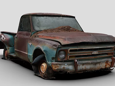 Vintage Rusted Truck With Blue Green Body And Worn Out Exterior Appearance 3d model
