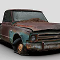 Vintage Rusted Truck With Blue Green Body And Worn Out Exterior Appearance
