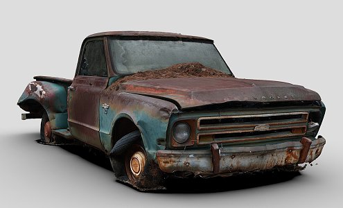 Green Truck Wreck 3d model