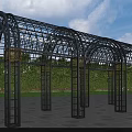 Outdoor Metal Pergola with Arch Structure Green Trees and Blue Sky