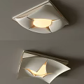 Modern Geometric Ceiling Light With White And Gold Frame And Warm Glow 3d model