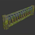 Moss Covered Green Stone Balustrade With Arched Design And Weathered Texture 3d model