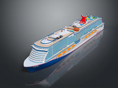 Elegant Modern Cruise Ship With Multiple Decks Red Accents And Amenities 3d model