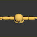 Golden Articulated Figure 3D Rendered With Smiling Face And Extended Arms