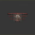 Red Biplane Passenger Plane Model With Vintage Black And White Cross Design Details