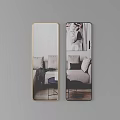 Two Long Rectangular Mirrors with Gold and Black Frames on Gray Background 3d model