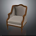 Elegant Wooden Accent Chair With Curved Armrests And Light Upholstered Seat