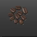 Organic Whole Coffee Beans Freshly Roasted Scattered On Dark Background