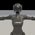 Game Movie Character In Black Tight Armor With Helmet Extended Arms Sci Fi