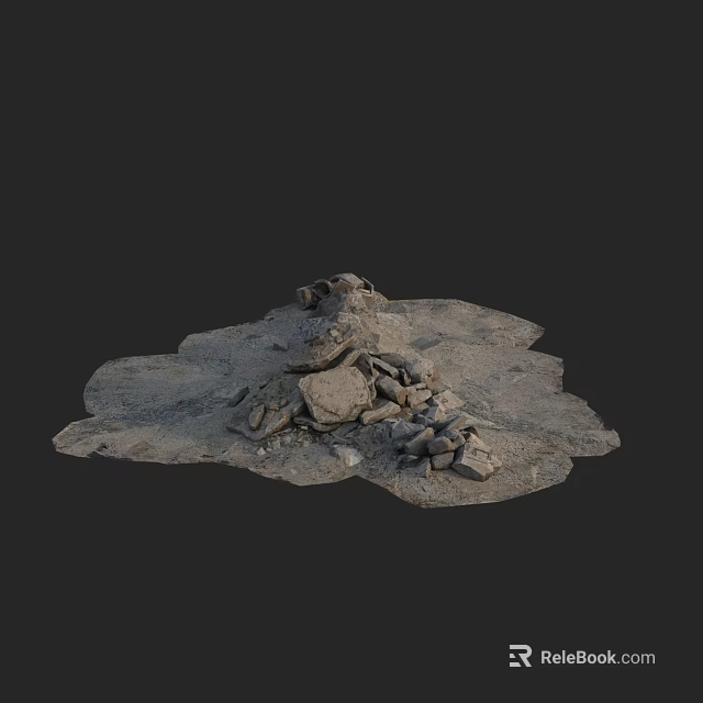 Structural Building Components With Broken Stones Rubble And Debris Pile 3d model