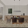 Cozy Warm Open Plan Living And Dining Room With Natural Wooden Furniture And Plant Decor