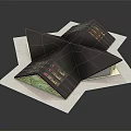 Origami Style Black Building Model With Geometric Folds And Square Glass Windows