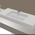 Modern Bathroom Square Sink With White Countertop Silver Faucet And Flower Vase