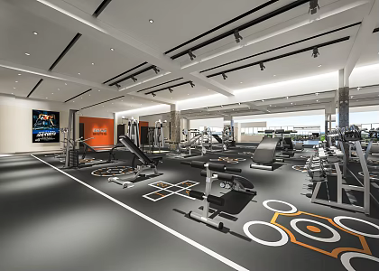 Modern gym treadmill fitness equipment spinning equipment 3d model