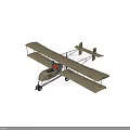 Vintage Biplane Model With Wooden Wings Propeller And Landing Gear