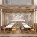 Modern Restaurant Interior Design With Open Layout Wooden Ceiling And Bench Seats
