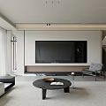 Modern Living And Dining Room Interior With Large Windows White Sofa Coffee Table And Rug
