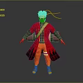 Iconic Anime Character With Blonde Hair Red Robe Black Sleeves Orange Pants And Black Straps