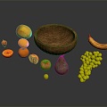 Modern Fruit Banana Grape 3d model