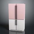 Modern Two Door Refrigerator Freezer With Pink Upper And White Lower Black Handles
