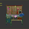 Vintage Workbench Setup With Wall Tool Rack Hanging Tools And Blue Drawers