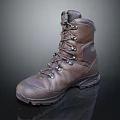 Brown High Top Leather Boots With Metal Eyelets Durable Sole For Outdoor Activities