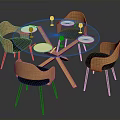 Modern Dining Furniture Set With Round Glass Table And Black Cushioned Wooden Chairs