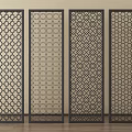 Elegant Room Dividers with Intricate Geometric Patterns for Home Interior Decor 3d model