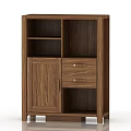 Walnut Wooden Entryway Console Cabinet With Drawers Cabinet Door Open Shelves And Sturdy Legs