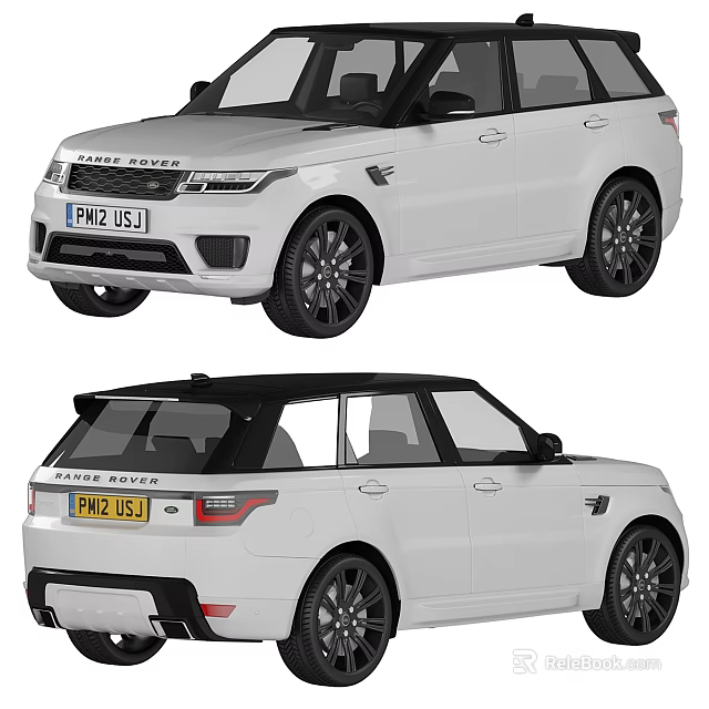 White Range Rover SUV Exterior Design With Front Rear View Black Wheels 3d model