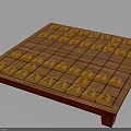 Traditional Chinese Chessboard With Orange Pieces On Wooden Grid Pattern Board