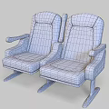 Comfortable Two Red Upholstered Public Theater Chairs With Wooden Armrests