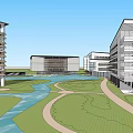 Modern Office Building Multi-storey Office Building School 3d model
