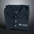 Navy Blue Polo Shirt with Collar Buttons and Worldviz Logo Design