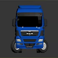 Blue MAN TGX Truck With Shiny Cab Design On Dark Reflective Background