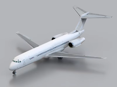 White Passenger Jet Aircraft With Detailed Exterior 3d model