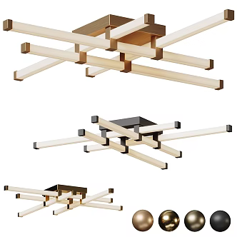Metal glass ceiling lamp 3d model