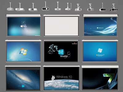 Projection Monitoring System With Multiple Projectors And Windows Interface Screens 3d model