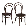Three Dark Brown Wooden Leisure Chairs With Straight And Curved Backrest Simple Style Designs