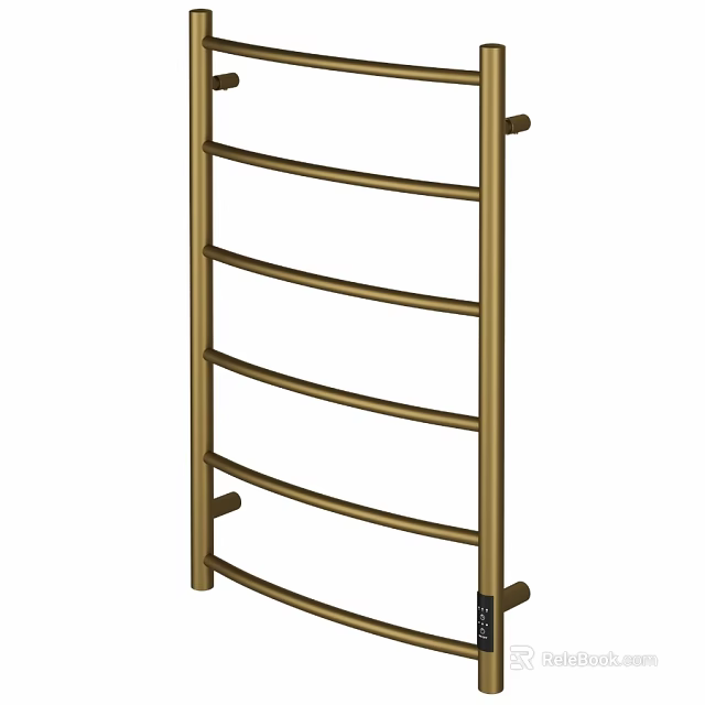 Gold Curved Multi Layer Bathroom Towel Rack as Essential Bathroom Accessory 3d model 