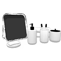 Elegant Bathroom Accessories with Square Mirrors Black Bottles and Containers