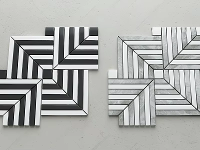 Geometric Tile Patterns For Ground In Black White Gray Tones 3d model