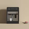 Modern Black Coffee Maker With White Cup And Red Berries On Kitchen Counter