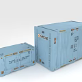 Blue Shipping Container Building With Two Units And Yellow Corner Fittings