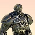 Man In Black Mechanical Armor With Golden Accents Holding Dual Swords