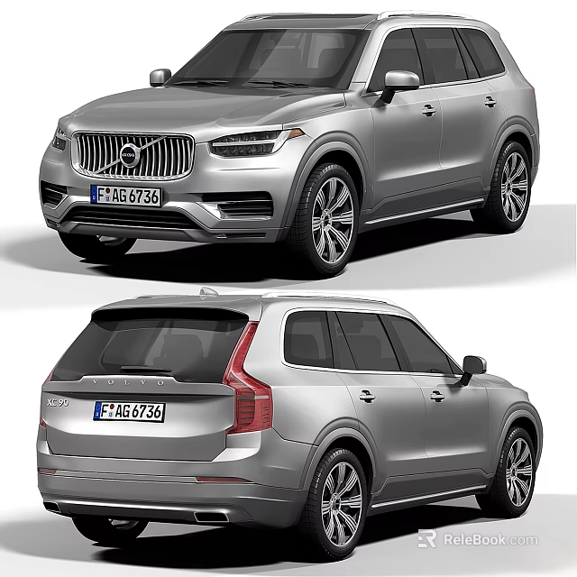 Silver Volvo SUV Front and Rear Exterior Views With Stylish Design Details 3d model 